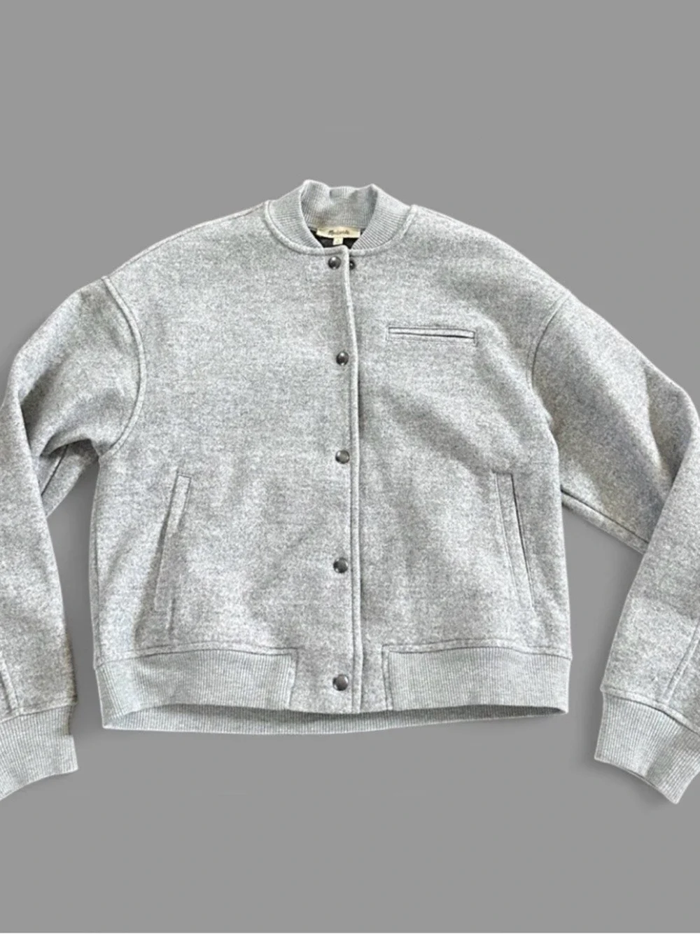 Madewell-Snap Front Bomber Jacket size Small Grey-like new - Picture 6 of 14